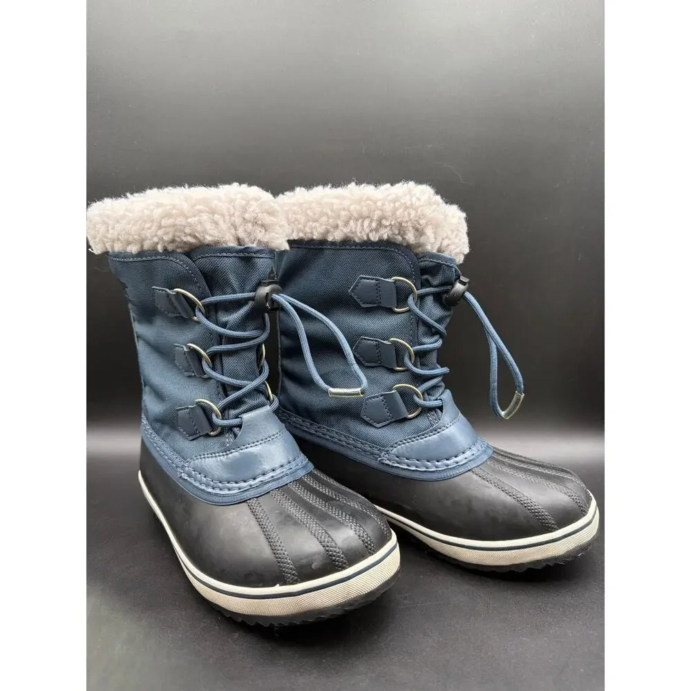 Sorel Youth Winter Boots Blue Black Faux Fur Waterproof Snow Boots Size US 2